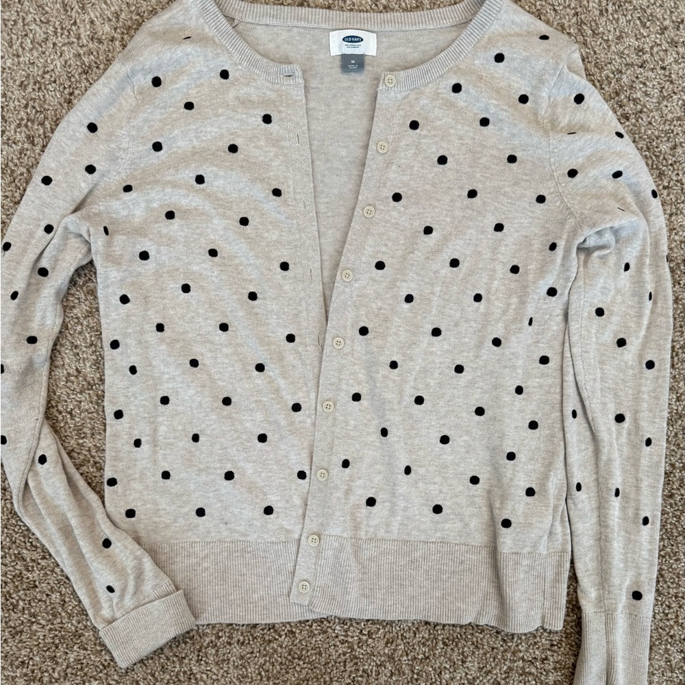 Old Navy Cream and Black Cardigan Sweater